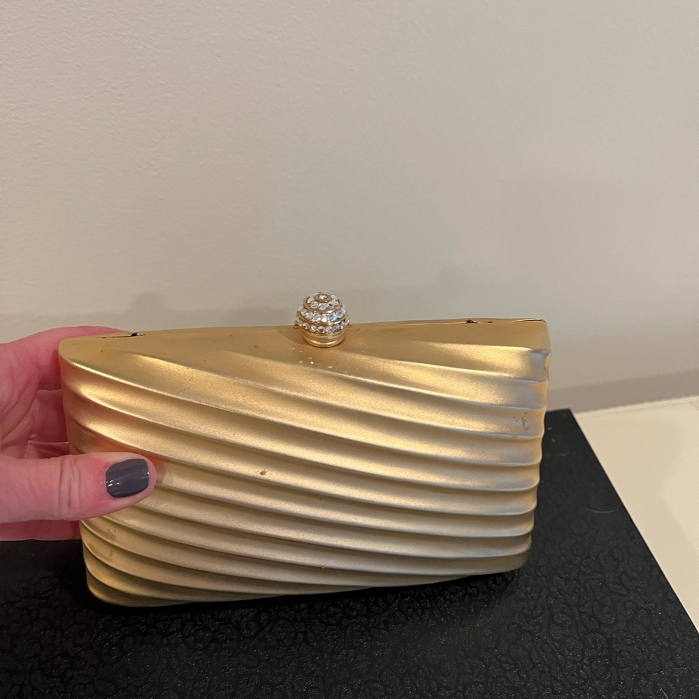Gold metal evening bag